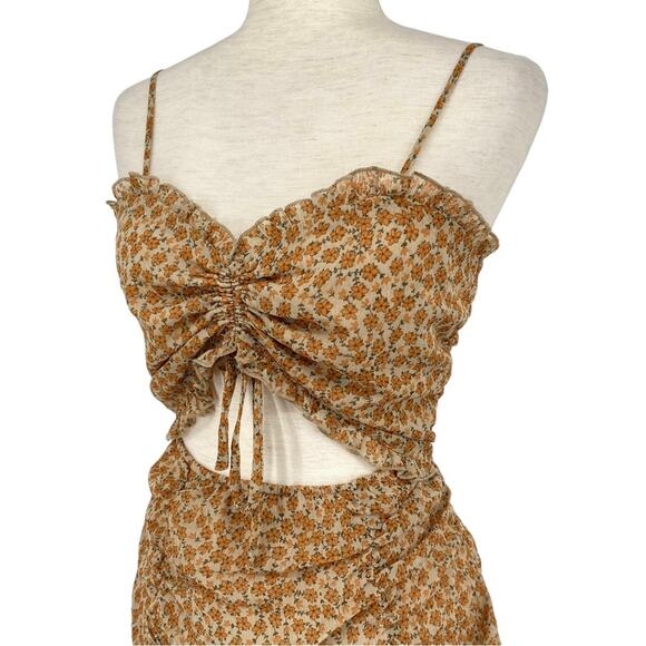 ILLA ILLA Micro Floral Cut Out Cinched Mini Dress Size Large Cottagecore - Picture 3 of 9